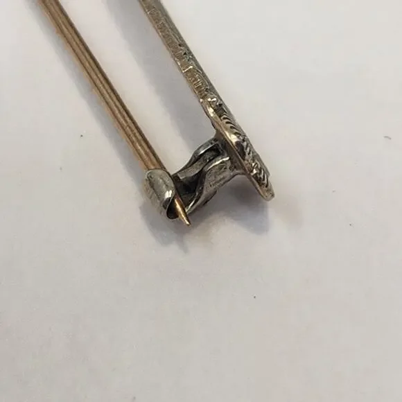 Art Deco Antique 10k White Gold Filigree Bar Pin Brooch Blue Sapphire Edwardian - Picture 7 of 10